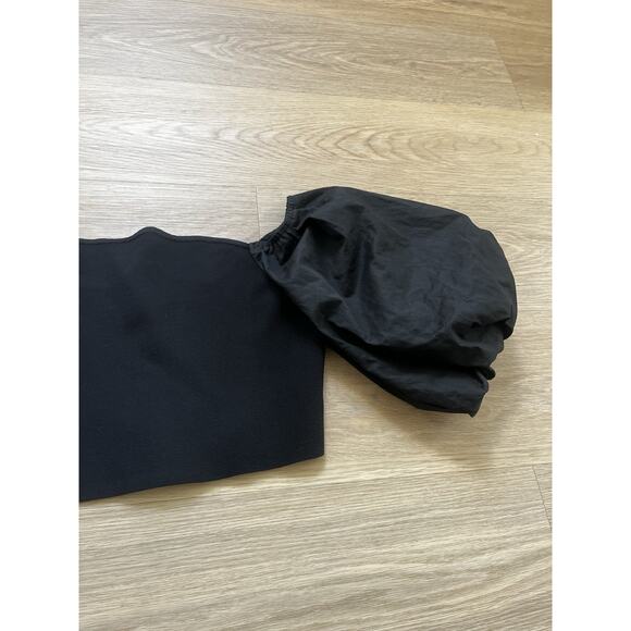 ZARA Square Neck Puff Short Sleeve Crop Top large Black - Picture 5 of 9